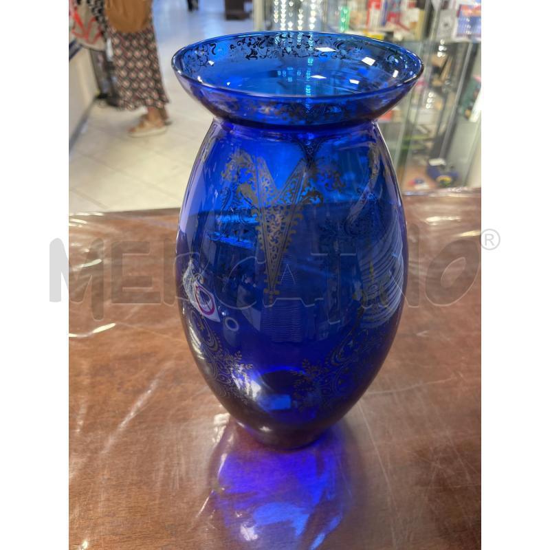 VASO BLU CON DECORI DORATI | Mercatino dell'Usato Ciampino 1