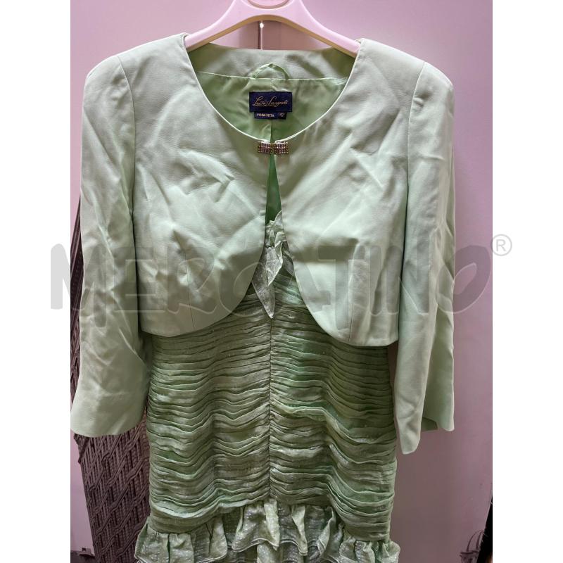 VESTITO CON COPRISPALLE LUISA SPAGNOLI VERDE IN SETA | Mercatino dell'Usato Ciampino 4