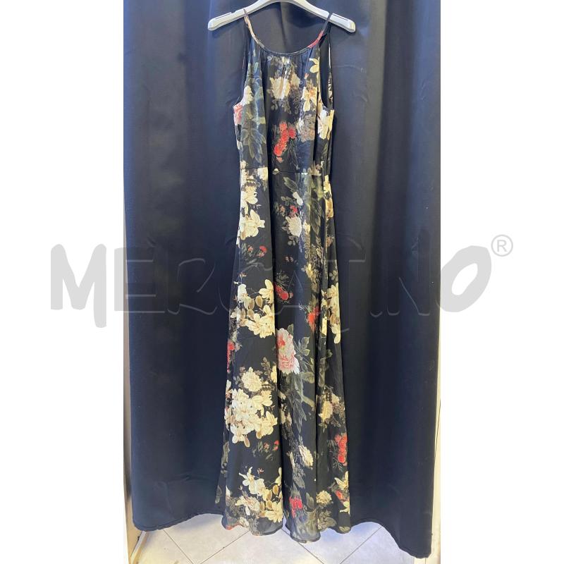 VESTITO DONNA ANONYME NERO FIORI FOGLIE LUNGO | Mercatino dell'Usato Ciampino 1