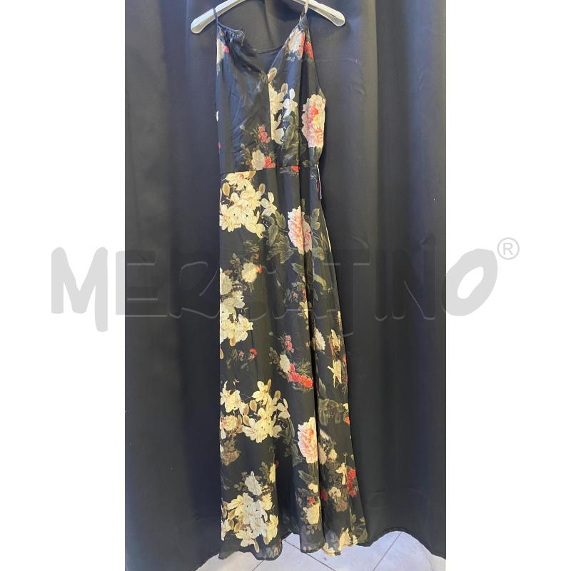 VESTITO DONNA ANONYME NERO FIORI FOGLIE LUNGO | Mercatino dell'Usato Ciampino 2