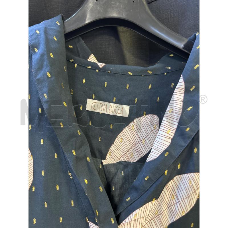 VESTITO DONNA CETTINA BUCCA BLU FOGLIE BIANCHE ROSSE PALL DOR | Mercatino dell'Usato Ciampino 2