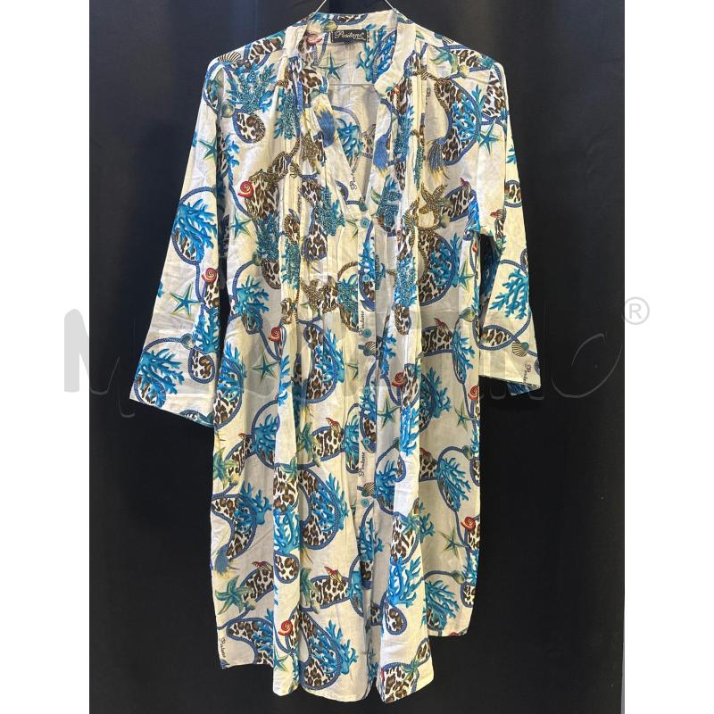 VESTITO DONNA COPRICOSTUME POSITANO BIANCO FANT BLU LEOP | Mercatino dell'Usato Ciampino 1