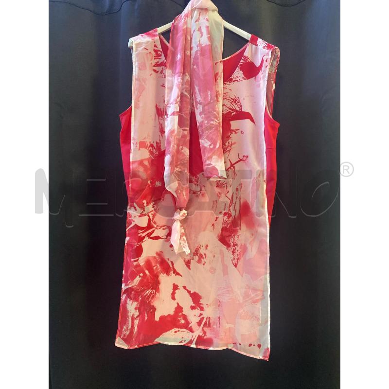VESTITO DONNA DIANA GALLESI ROSA BIANCO+SCIARPINA | Mercatino dell'Usato Ciampino 1