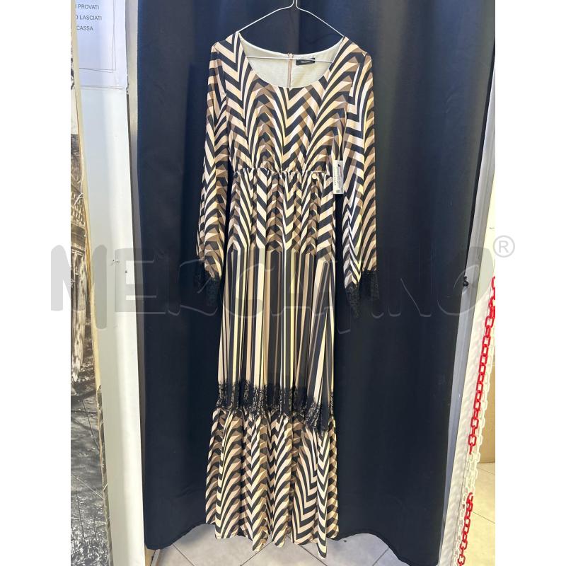VESTITO DONNA FRACOMINA LUNGO NERO BEIGE E PIZZO | Mercatino dell'Usato Ciampino 1