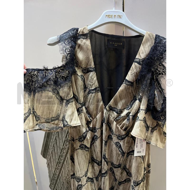VESTITO DONNA GAELLE BEIGE TIGRI RIF NERO PIZZO | Mercatino dell'Usato Ciampino 2