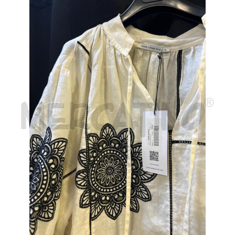 VESTITO DONNA GREEK ARCHAIC KORI NUOVO BEIGE RICAMI NERI  | Mercatino dell'Usato Ciampino 2