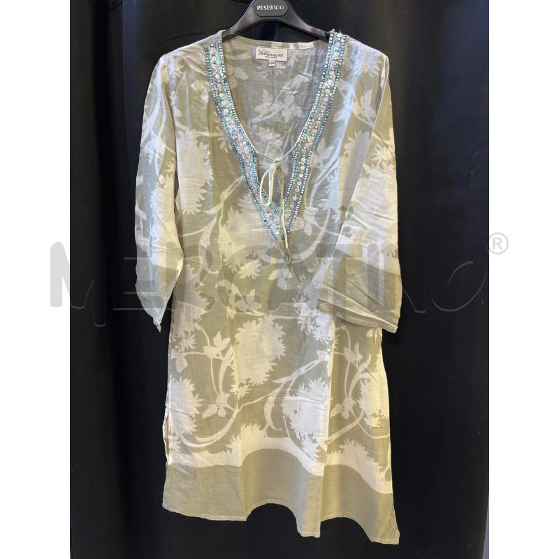 VESTITO DONNA MARE SALDARINI VERDE BIANCO PERLINE COLLO | Mercatino dell'Usato Ciampino 1