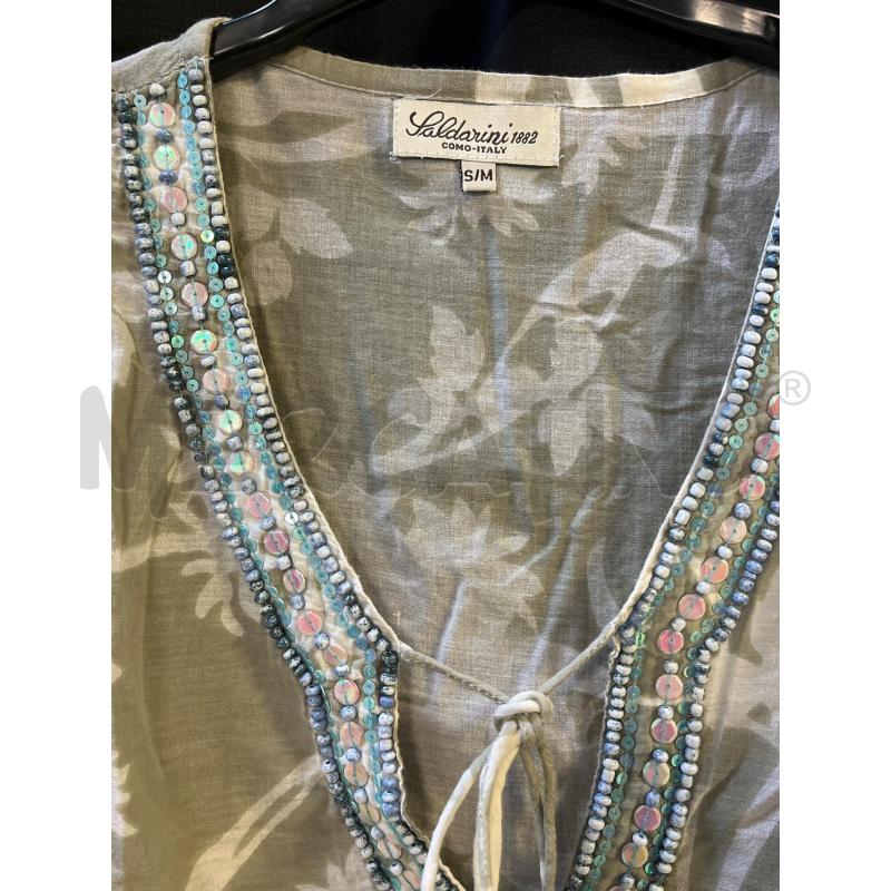 VESTITO DONNA MARE SALDARINI VERDE BIANCO PERLINE COLLO | Mercatino dell'Usato Ciampino 2