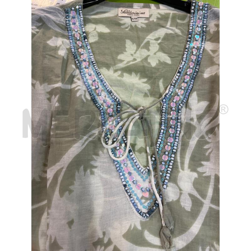 VESTITO DONNA MARE SALDARINI VERDE BIANCO PERLINE COLLO | Mercatino dell'Usato Ciampino 4