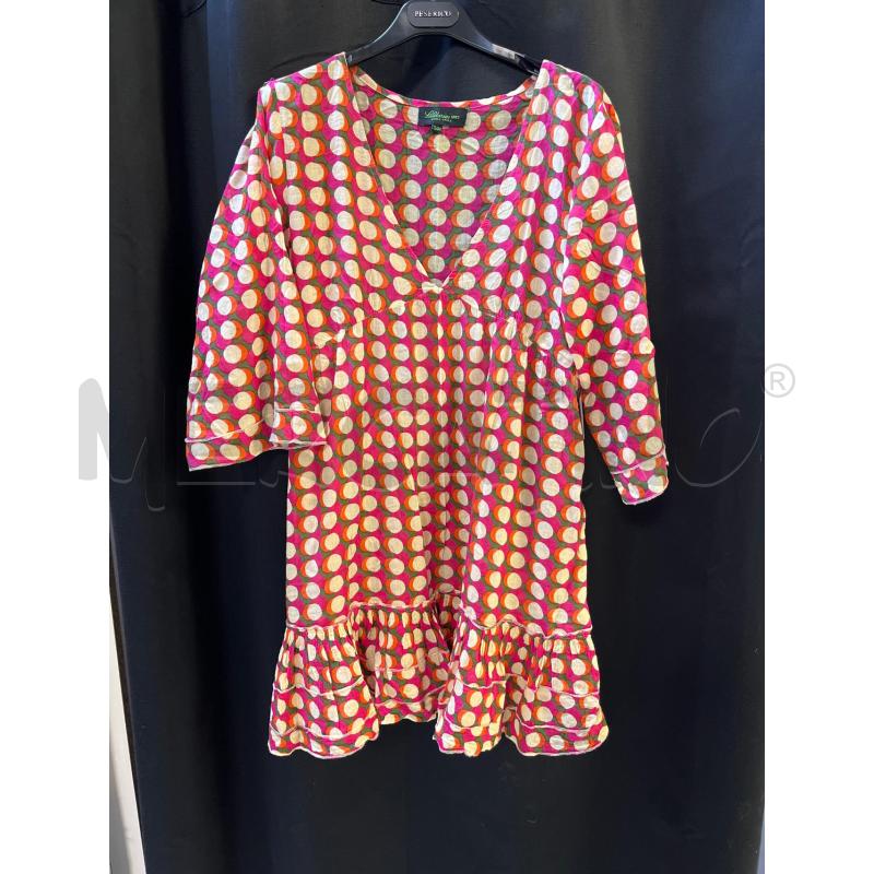 VESTITO DONNA MARE SANDARINI 1882 FUCSIA POIS BEIGE VERDI | Mercatino dell'Usato Ciampino 1