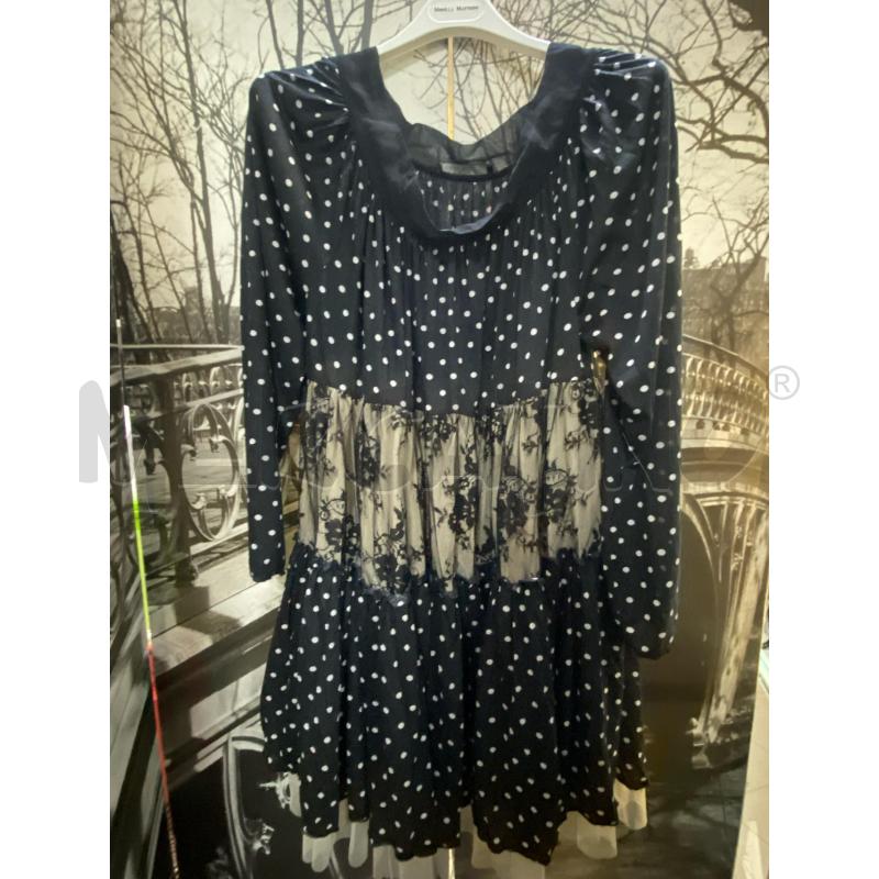 VESTITO DONNA TWINSET MISTO SETA NERO POIS BIANCHI PIZZO | Mercatino dell'Usato Ciampino 1