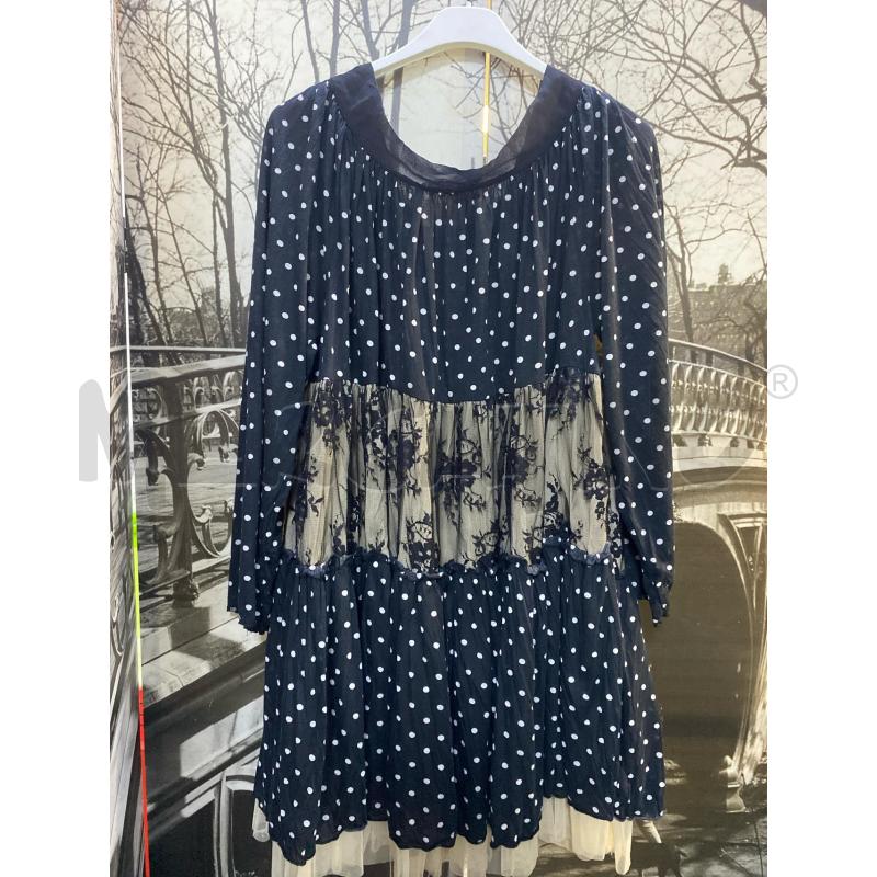 VESTITO DONNA TWINSET MISTO SETA NERO POIS BIANCHI PIZZO | Mercatino dell'Usato Ciampino 2