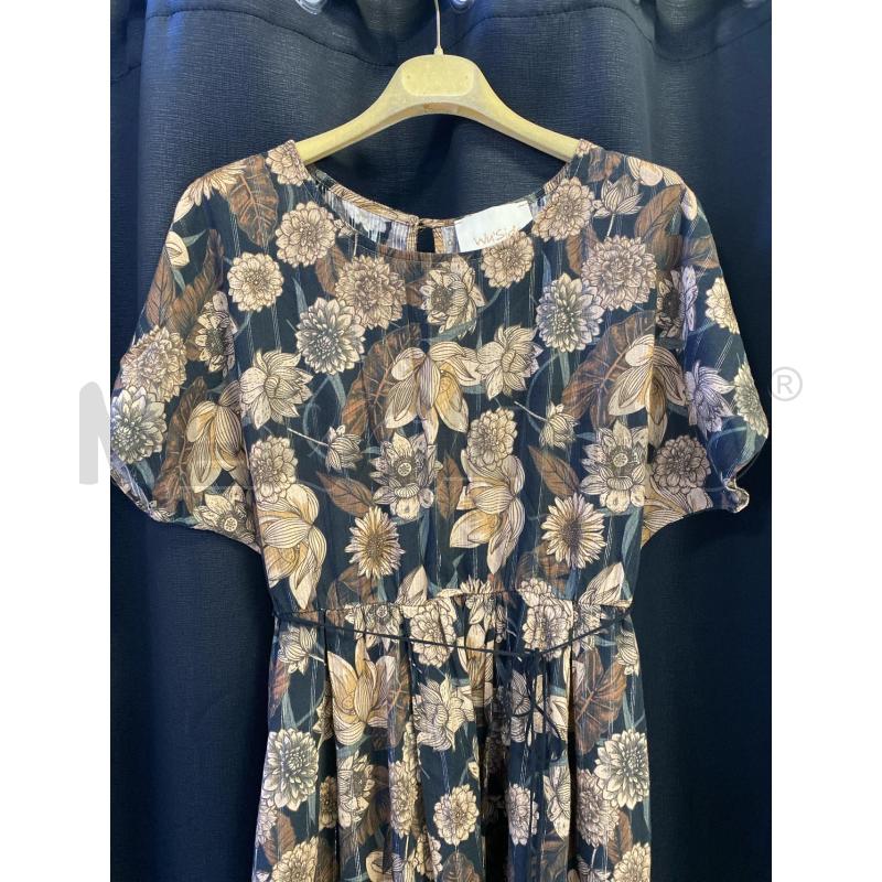 VESTITO DONNA WU'SIDE NERO FIORI MARRONI | Mercatino dell'Usato Ciampino 2