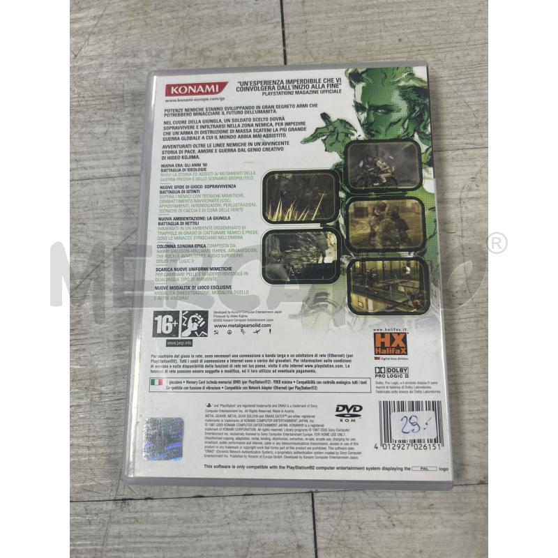 VIDEO GIOCO PS2 METAL GEAR SOLID 3 SNAKE EATER | Mercatino dell'Usato Ciampino 2