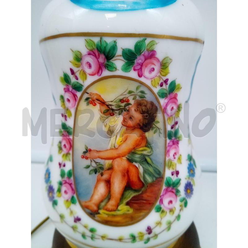 ABATJOUR PORC OVALI CON PUTTI FIORI UCCELLI DIPINTI | Mercatino dell'Usato Roma porta maggiore 3