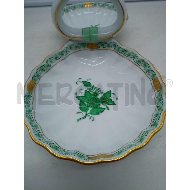 ANTIPASTIERA PORCELLANA HEREND HUNGARY APPONYI GREEN DUE SCOMPARTI  | Mercatino dell'Usato Roma porta maggiore 2