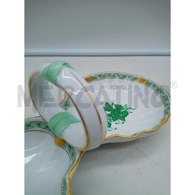 ANTIPASTIERA PORCELLANA HEREND HUNGARY APPONYI GREEN DUE SCOMPARTI  | Mercatino dell'Usato Roma porta maggiore 3