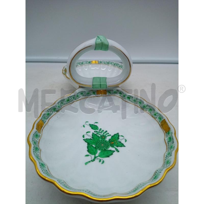 ANTIPASTIERA PORCELLANA HEREND HUNGARY APPONYI GREEN DUE SCOMPARTI  | Mercatino dell'Usato Roma porta maggiore 4