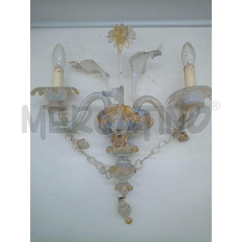 APPLIQUE 2L VETRO MURANO LATTIMO LIEVI DIFETTI  | Mercatino dell'Usato Roma porta maggiore 1
