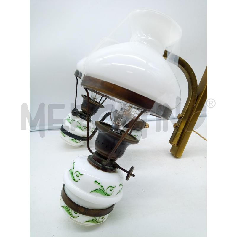 APPLIQUE 2L VETRO OPALINE DECORO VERDE  | Mercatino dell'Usato Roma porta maggiore 3