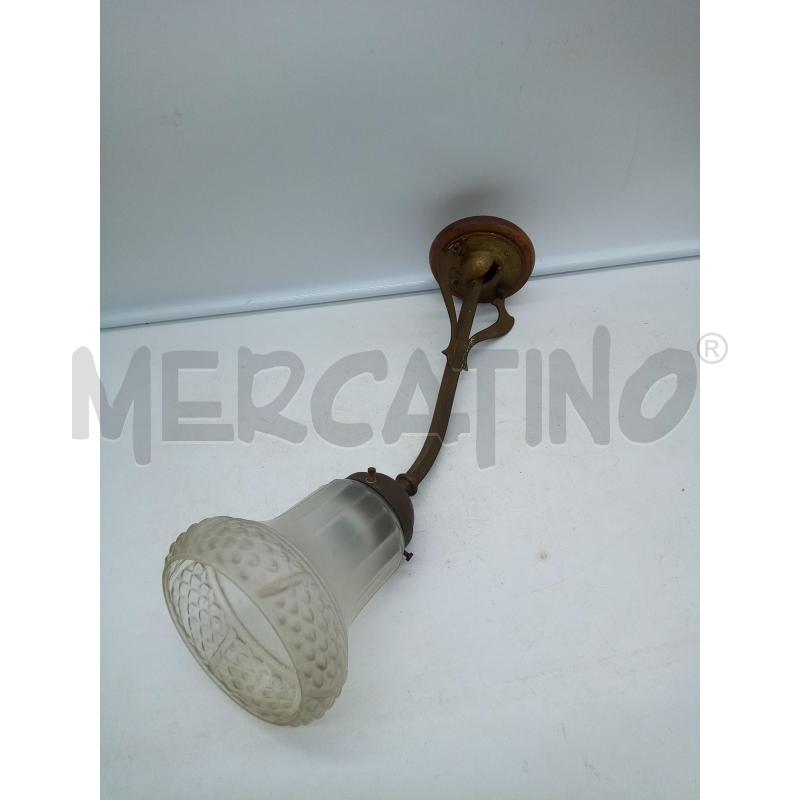 APPLIQUE OTTONE LIBERTY PARALUME VETRO  | Mercatino dell'Usato Roma porta maggiore 1