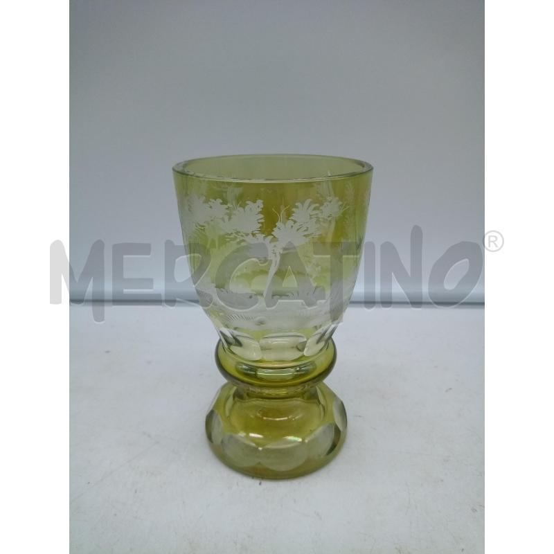 BICCHIERE CRISTALLO GIALLO MOLATO BIDERMEIER CERVO | Mercatino dell'Usato Roma porta maggiore 1
