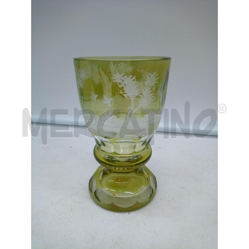 BICCHIERE CRISTALLO GIALLO MOLATO BIDERMEIER CERVO | Mercatino dell'Usato Roma porta maggiore 2