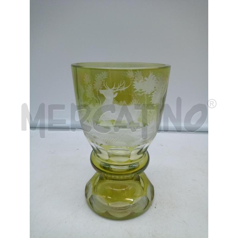 BICCHIERE CRISTALLO GIALLO MOLATO BIDERMEIER CERVO | Mercatino dell'Usato Roma porta maggiore 4