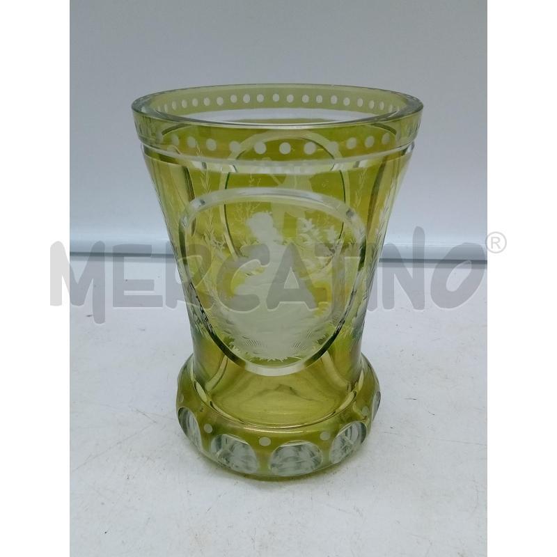 BICCHIERE CRISTALLO GIALLO MOLATO BIDERMEIER SUONATORE DAMA | Mercatino dell'Usato Roma porta maggiore 3