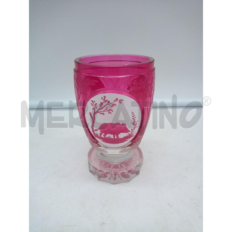 BICCHIERE CRISTALLO ROSA MOLATO BIDERMEIER ANIMALI SELVATICI | Mercatino dell'Usato Roma porta maggiore 1