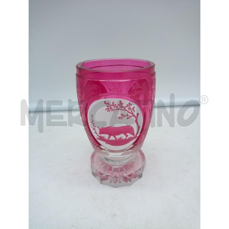 BICCHIERE CRISTALLO ROSA MOLATO BIDERMEIER ANIMALI SELVATICI | Mercatino dell'Usato Roma porta maggiore 2