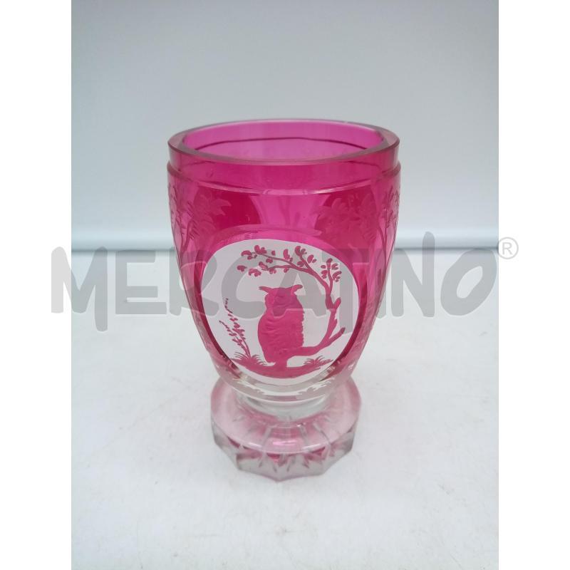 BICCHIERE CRISTALLO ROSA MOLATO BIDERMEIER ANIMALI SELVATICI | Mercatino dell'Usato Roma porta maggiore 3
