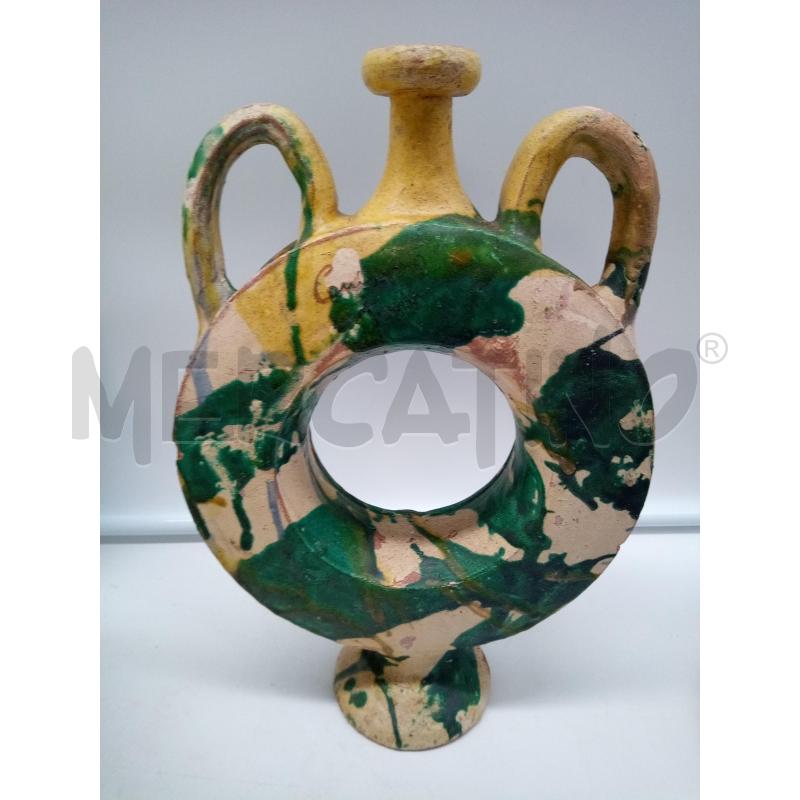 BROCCA CERAMICA CONDURSO FORMA TONDA SCHIZZI VERDI RILIEVI FIORI  | Mercatino dell'Usato Roma porta maggiore 1
