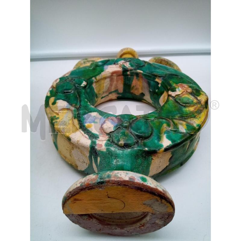 BROCCA CERAMICA CONDURSO FORMA TONDA SCHIZZI VERDI RILIEVI FIORI  | Mercatino dell'Usato Roma porta maggiore 5