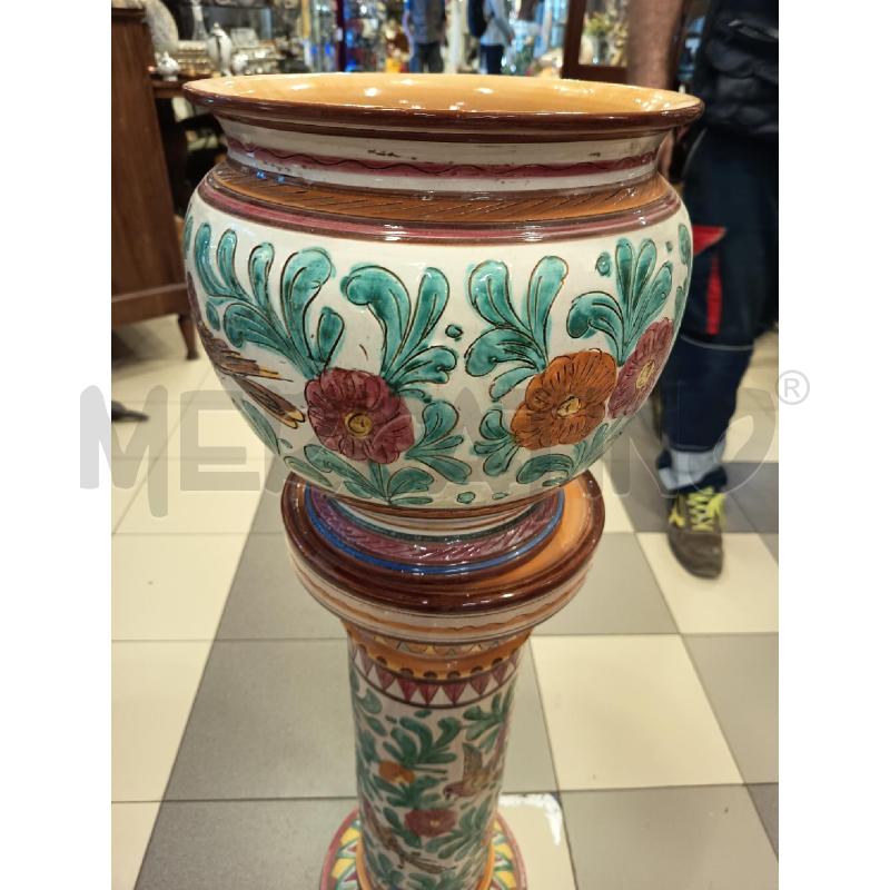 CACHEPOT E COLONNA DERUTA UCCELLINI FIORI GRAFFIATI | Mercatino dell'Usato Roma porta maggiore 3