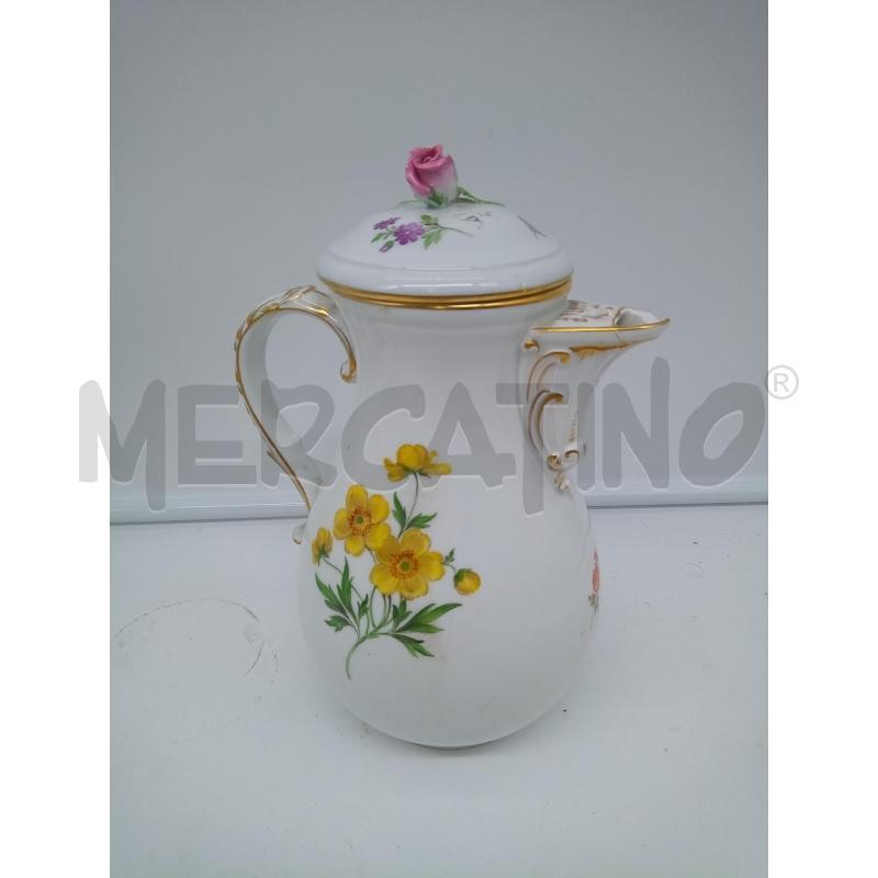 CAFFETTIERA PORC MEISSEN FIORI DIPINTI PRESA BOCCIOLO LIEVE DIFETTO | Mercatino dell'Usato Roma porta maggiore 1