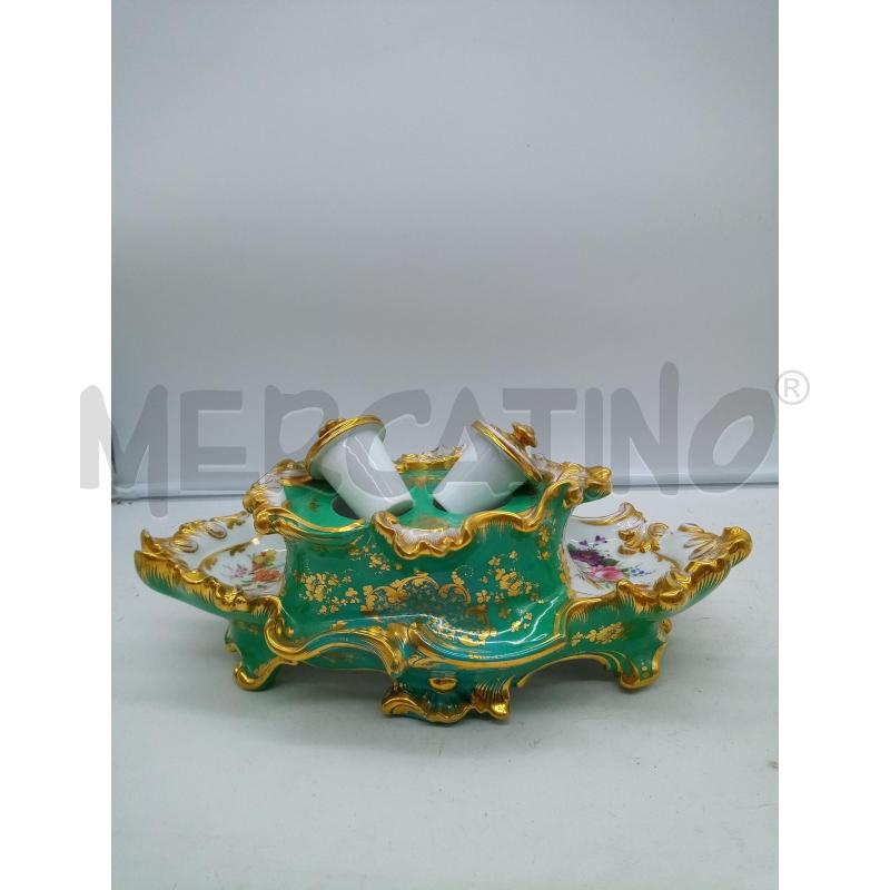 CALAMAIO PORC GERMANIA FONDO VERDE FIORI DIPINTI 1870 | Mercatino dell'Usato Roma porta maggiore 3