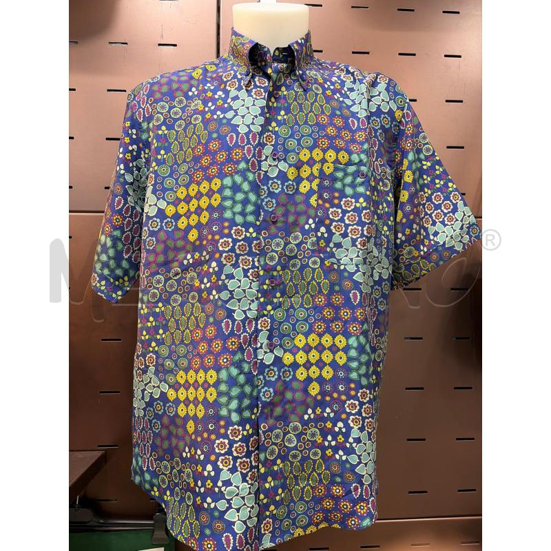 CAMICIA PAUL & SHARK UOMO BLU FANTASIA FLOREALE COLORATA MANICHE CORTE SETA | Mercatino dell'Usato Roma porta maggiore 1