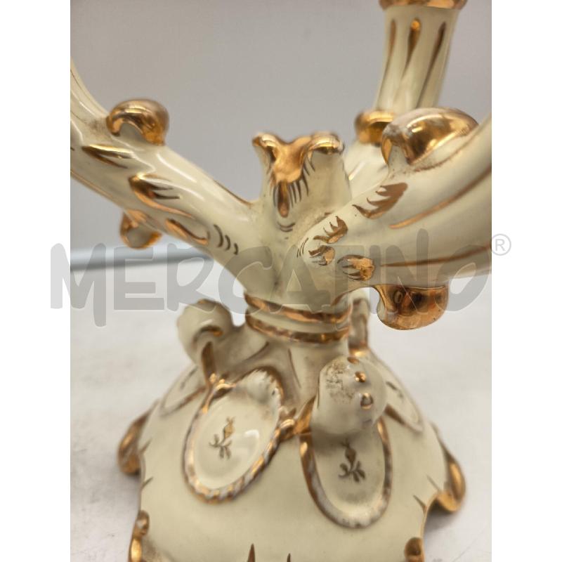 CANDELABRO CERAMICA 3 FIAMME CREMA ORO '50  | Mercatino dell'Usato Roma porta maggiore 5