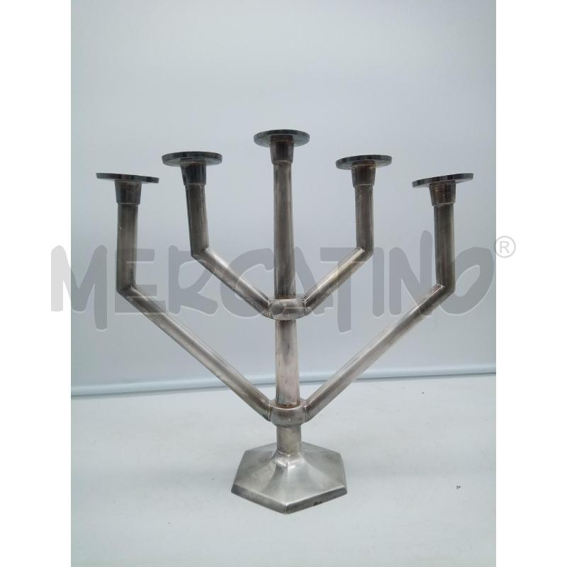 CANDELABRO METALLO NICHELATO 5 FIAMME  | Mercatino dell'Usato Roma porta maggiore 1