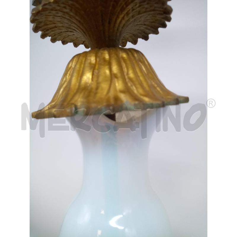 CANDELABRO VETRO LATTIMO OTTONE FOGLIE RILIEVO DIFETTO | Mercatino dell'Usato Roma porta maggiore 3