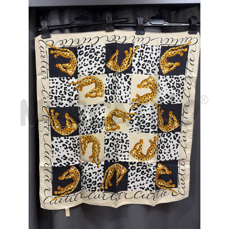 CARTIER FOULARD IN SETA STAMPA A SCACCHIERA MOTIVO ANIMALIER  | Mercatino dell'Usato Roma porta maggiore 1