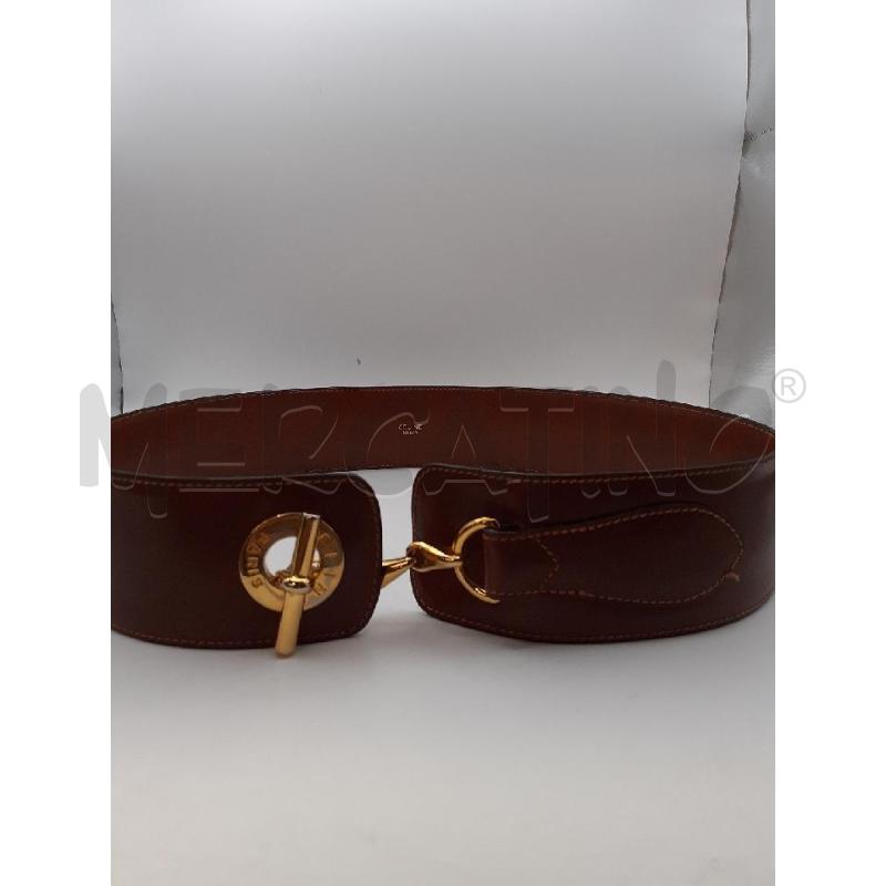 CELINE CINTURA MARRONE PELLE FASCIA ALTA CHIUSURA CATENA DORATA LOGO | Mercatino dell'Usato Roma porta maggiore 4