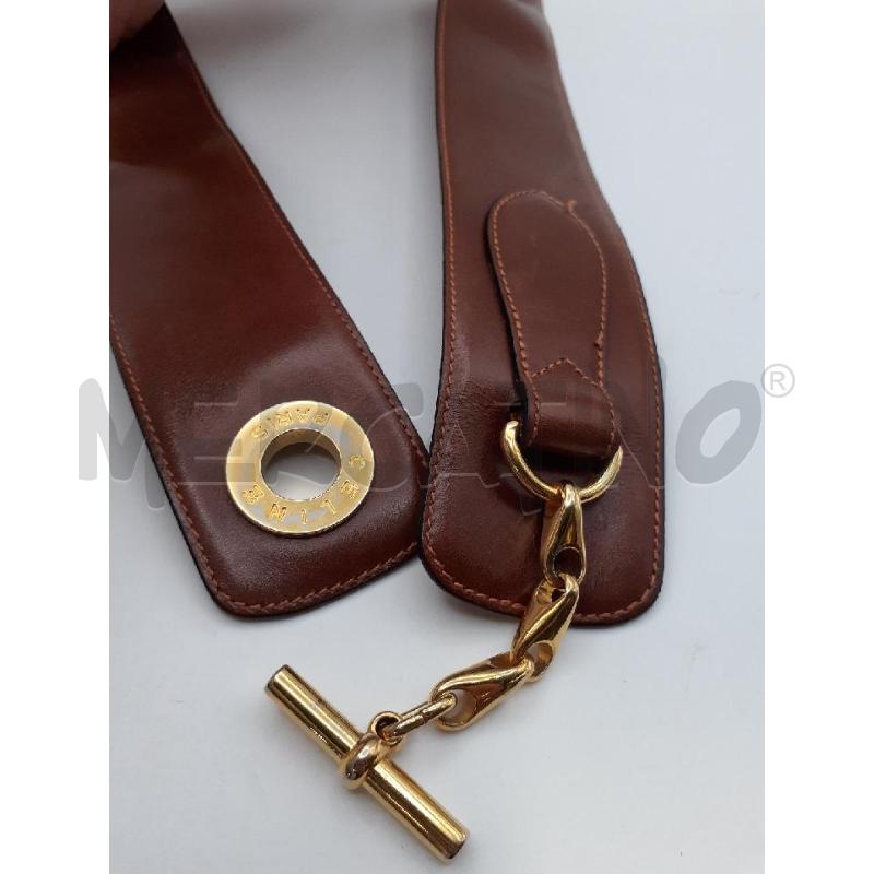 CELINE CINTURA MARRONE PELLE FASCIA ALTA CHIUSURA CATENA DORATA LOGO | Mercatino dell'Usato Roma porta maggiore 5