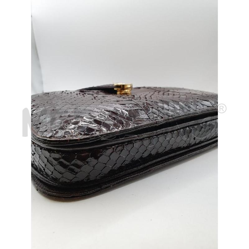 CHANTECLER BORSA MARRONE PITONATA TRACOLLINA CHIUSURA DORATA CLIP VINTAGE | Mercatino dell'Usato Roma porta maggiore 5