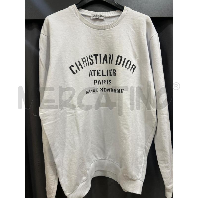 CHRISTIAN DIOR FELPA BIANCA STAMPA NERA ATELIER PARIS COTONE | Mercatino dell'Usato Roma porta maggiore 1