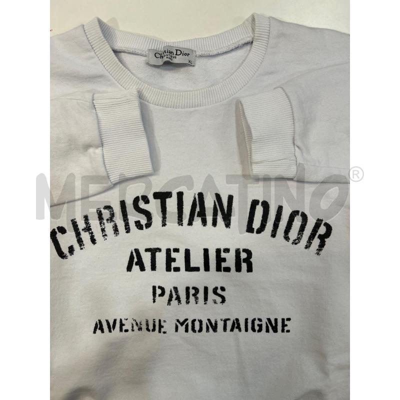 CHRISTIAN DIOR FELPA BIANCA STAMPA NERA ATELIER PARIS COTONE | Mercatino dell'Usato Roma porta maggiore 5
