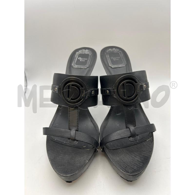 CHRISTIAN DIOR ZOCCOLI DONNA NERE PELLE LOGO CIRCOLARE | Mercatino dell'Usato Roma porta maggiore 1