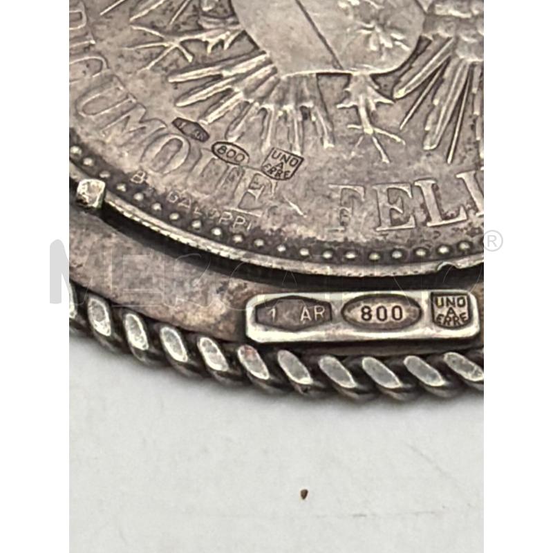 CIONDOLO MEDAGLIA D'ARGENTO 800 NAPOLEONE MONETA ITALIANA 1814-15 CON CORNICE | Mercatino dell'Usato Roma porta maggiore 3