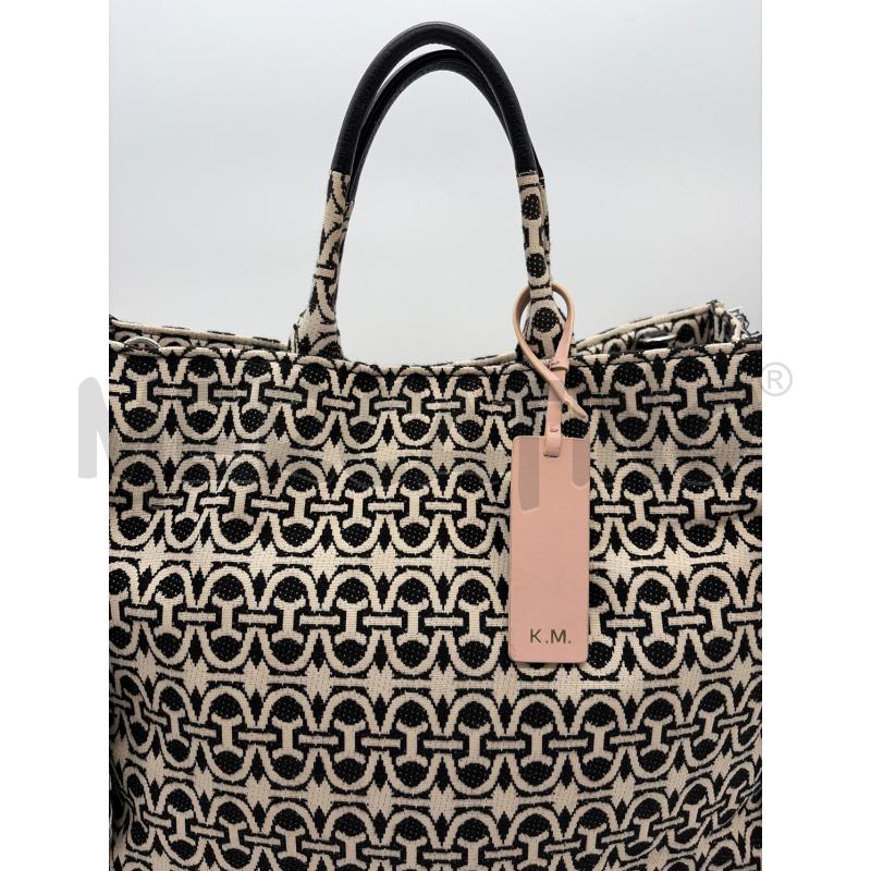 COCCINELLE BORSA DONNA TESSUTO FANTASIA MONOGRAM BIANCO E NERO | Mercatino dell'Usato Roma porta maggiore 3